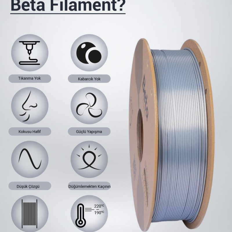 Beta PLA-Silk Filament Silver