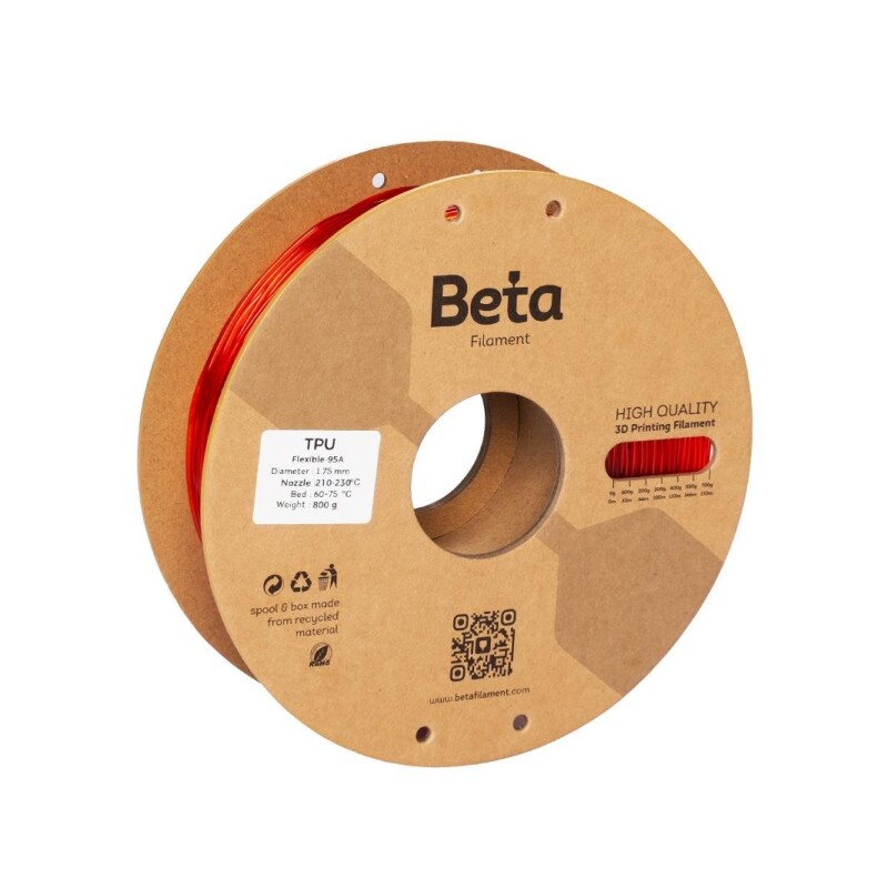 Beta TPU 95A Filament Transparent Red