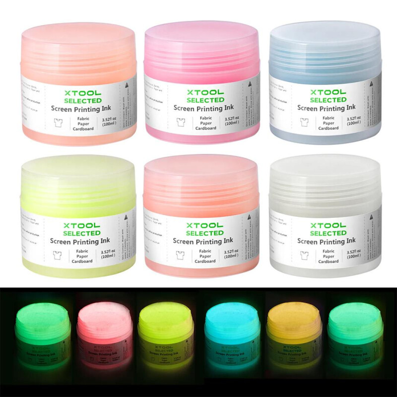 xTool Glow in The Dark Color Screen Printing İnk Set 100ml 6 Colors