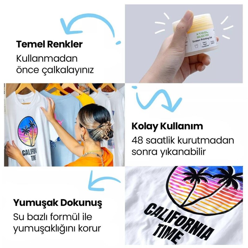 xTool Glow in The Dark Color Screen Printing İnk Set 100ml 6 Colors